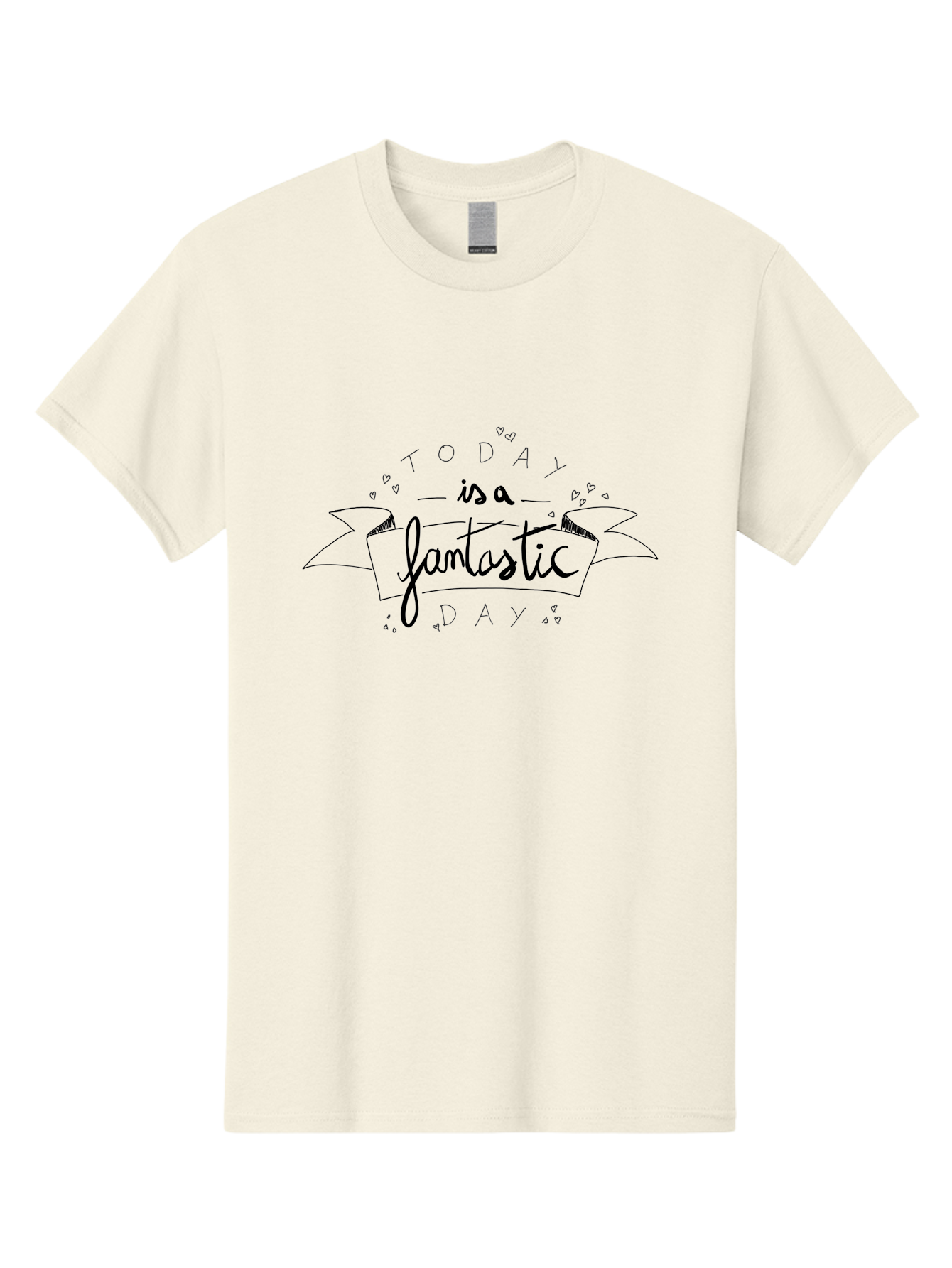 Today-Is-A-Fantastic-Day Men'S Graphic Tee, 100% Cotton, Comfortable Casual Summer Wear, Machine Washable, Motivational Quote, Inspirational Message, Positive Vibes, Daily Affirmation, Handwritten Font, Decorative Banner, Heart Shapes - Aaa135 27