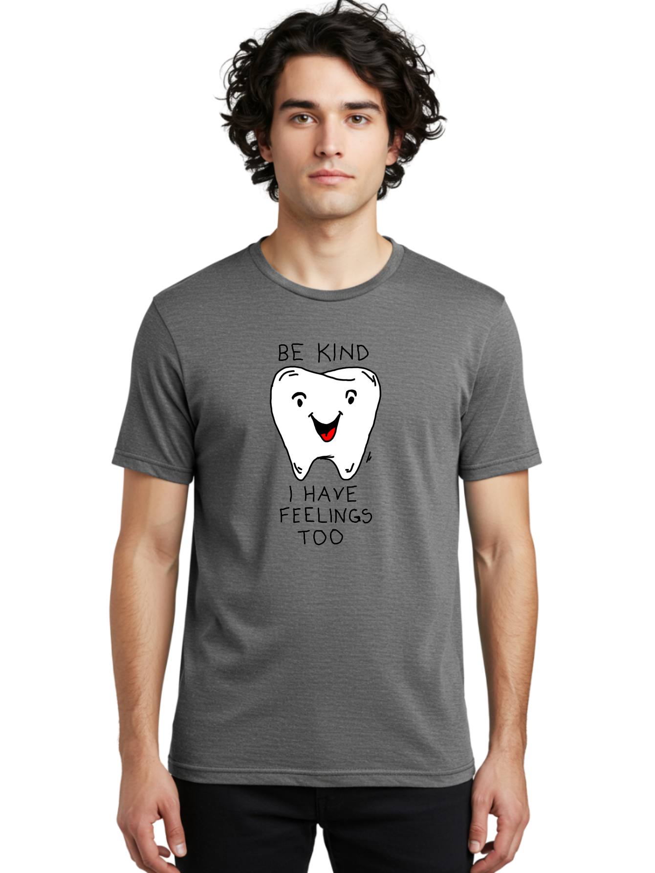 Tooth-With-Feeling Men'S Graphic Tee, 100% Cotton, Comfortable Casual Summer Wear, Machine Washable, Funny Tooth Character, Dental Care, Kindness Matters, Tooth With Feelings, Humorous Illustration, Cartoon Tooth, Be Kind, - Aaa136 12