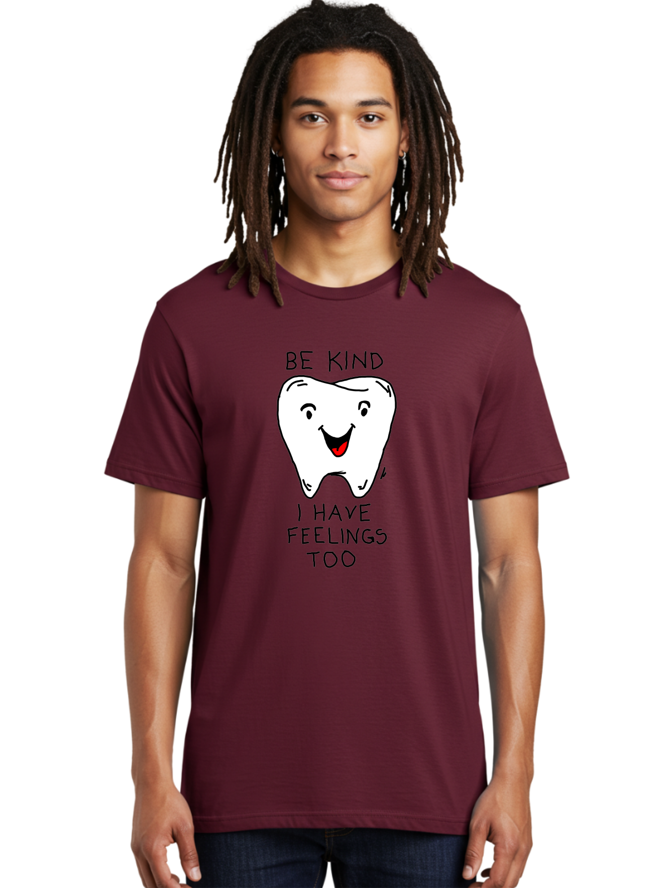 Tooth-With-Feeling Men'S Graphic Tee, 100% Cotton, Comfortable Casual Summer Wear, Machine Washable, Funny Tooth Character, Dental Care, Kindness Matters, Tooth With Feelings, Humorous Illustration, Cartoon Tooth, Be Kind, - Aaa136 10