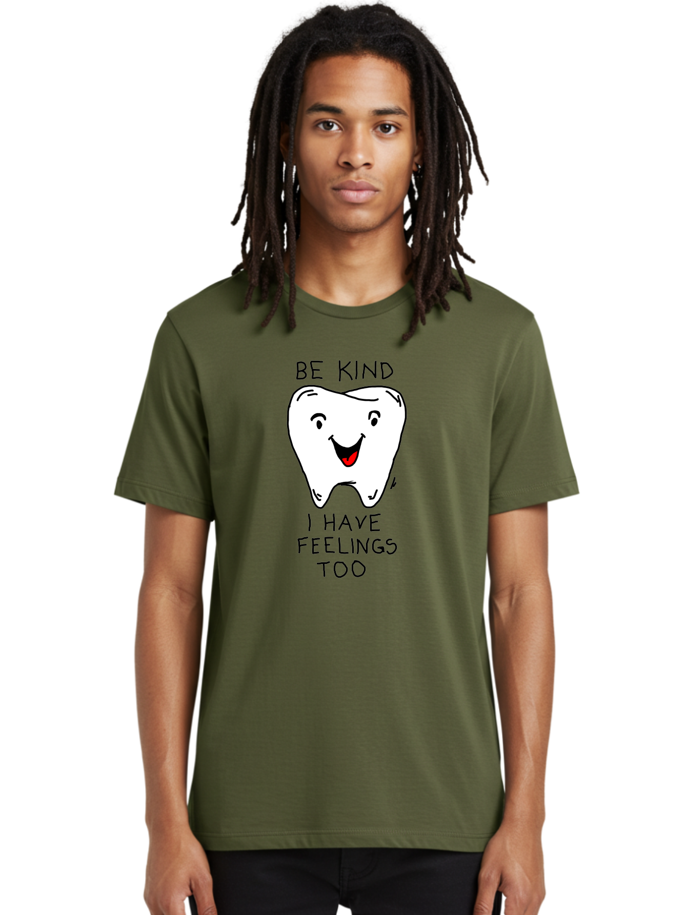 Tooth-With-Feeling Men'S Graphic Tee, 100% Cotton, Comfortable Casual Summer Wear, Machine Washable, Funny Tooth Character, Dental Care, Kindness Matters, Tooth With Feelings, Humorous Illustration, Cartoon Tooth, Be Kind, - Aaa136 26