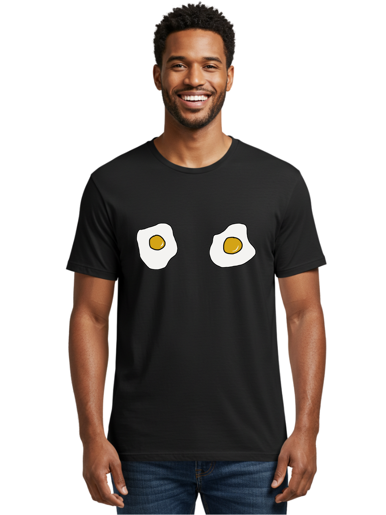 Two-Fried-Eggs Men'S Graphic Tee, 100% Cotton, Comfortable Casual Summer Wear, Machine Washable, Fried Eggs, Egg Yolks, Breakfast Food, Cartoon Eggs, Simple Illustration, Food Graphics, Egg Illustration - Aaa137 22