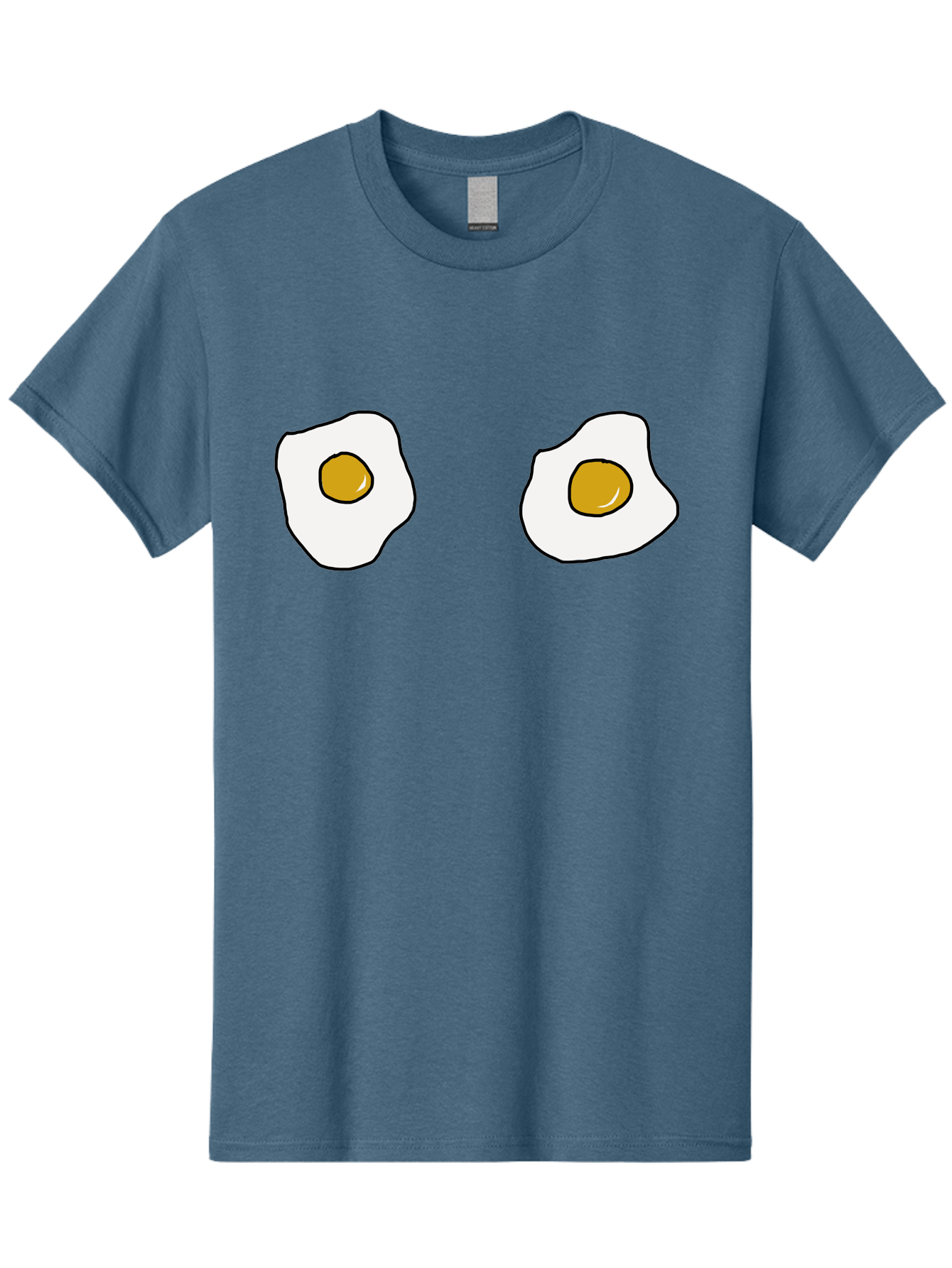 Two-Fried-Eggs Men'S Graphic Tee, 100% Cotton, Comfortable Casual Summer Wear, Machine Washable, Fried Eggs, Egg Yolks, Breakfast Food, Cartoon Eggs, Simple Illustration, Food Graphics, Egg Illustration - Aaa137 5