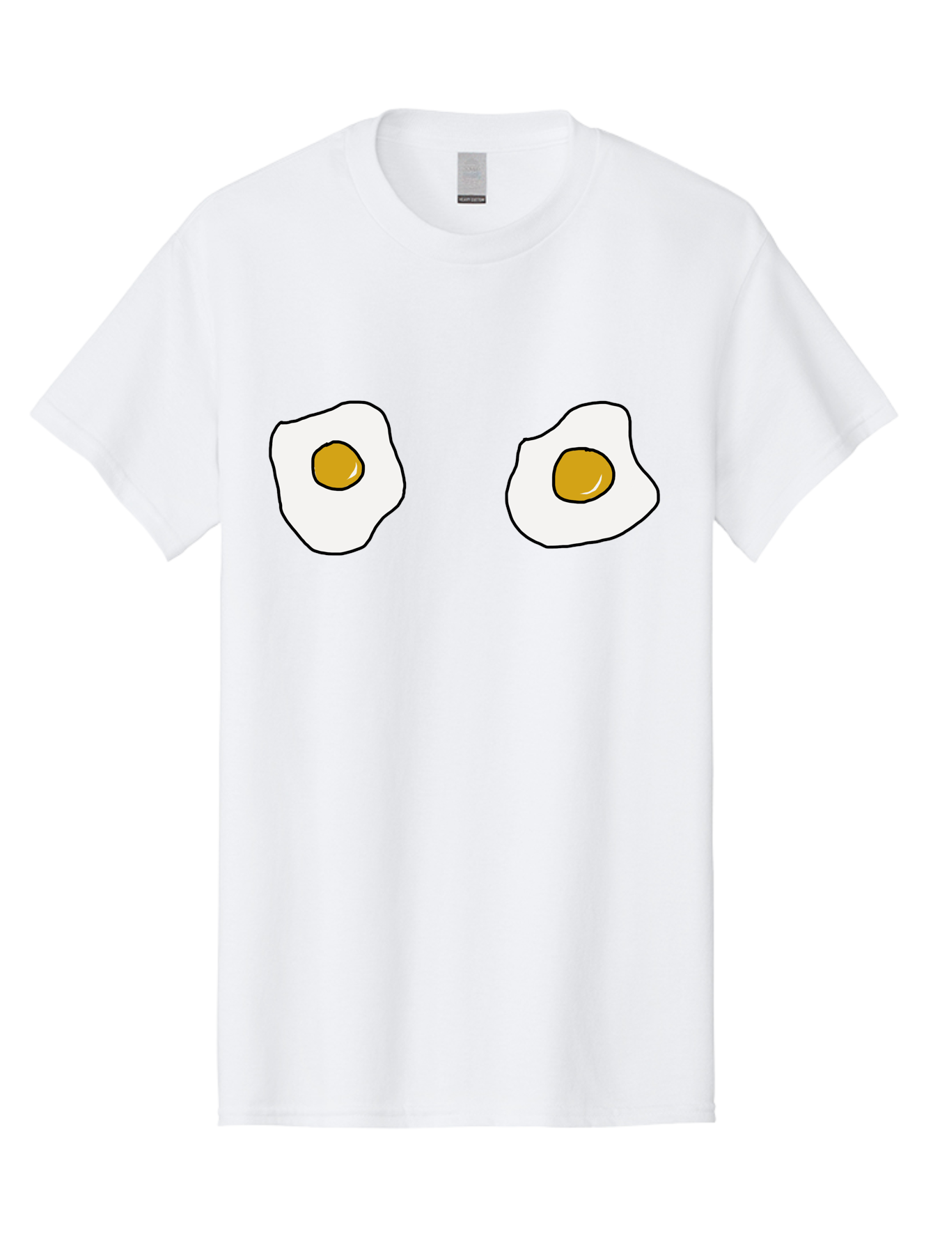 Two-Fried-Eggs Men'S Graphic Tee, 100% Cotton, Comfortable Casual Summer Wear, Machine Washable, Fried Eggs, Egg Yolks, Breakfast Food, Cartoon Eggs, Simple Illustration, Food Graphics, Egg Illustration - Aaa137 3