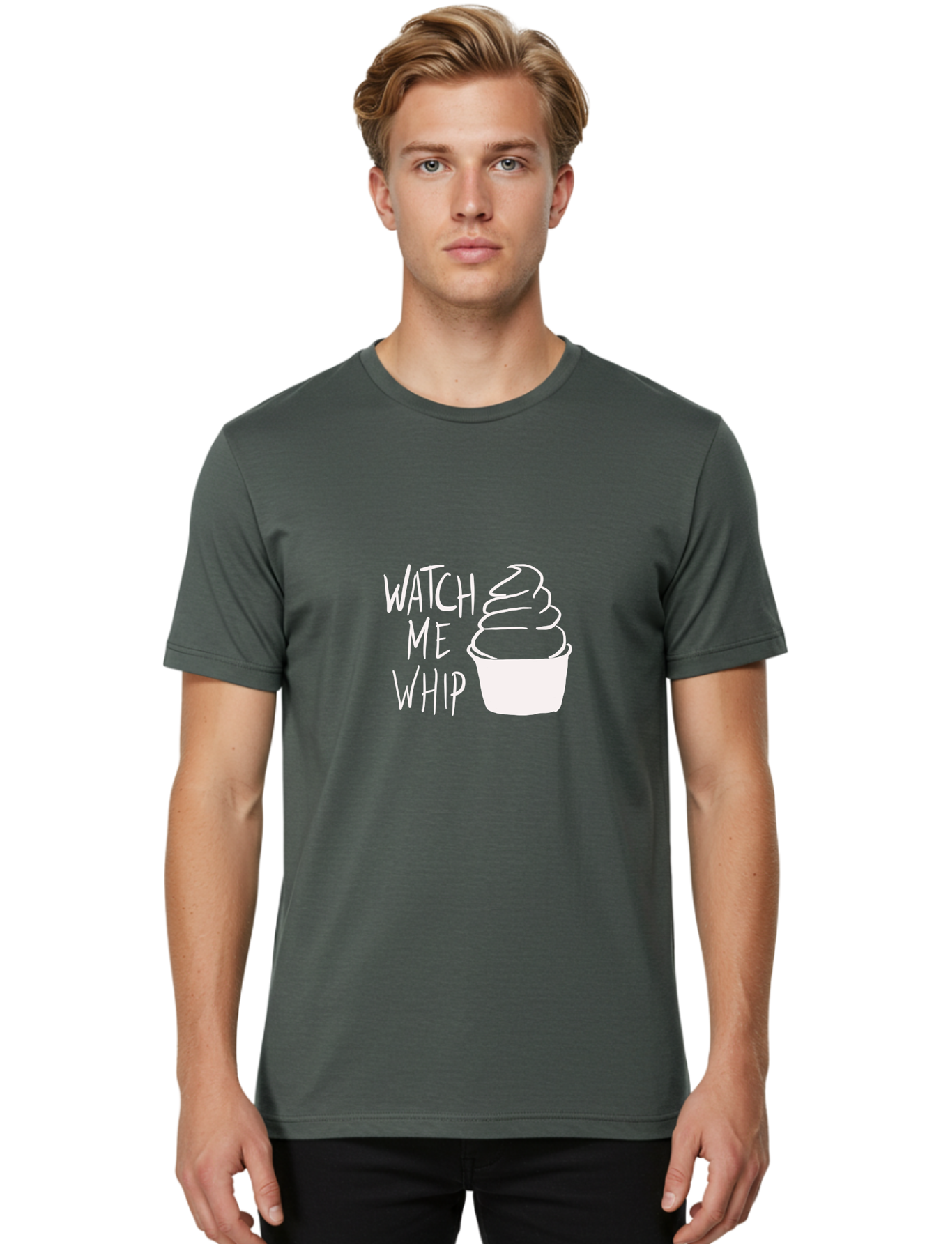 Watch-Me-Whip Men'S Graphic Tee, 100% Cotton, Comfortable Casual Summer Wear, Machine Washable, Whipped Cream, Soft Serve, Cup, Sweet Treat, Frozen Yogurt, Dessert, Fun Phrase, Playful Design, White Illustration, Watch Me Whip - Aaa138 18