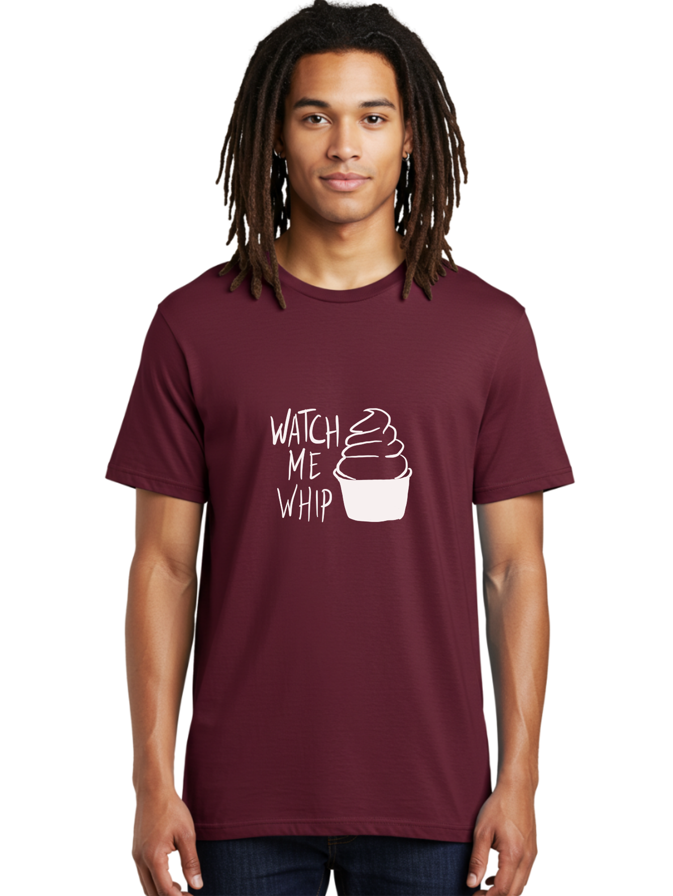 Watch-Me-Whip Men'S Graphic Tee, 100% Cotton, Comfortable Casual Summer Wear, Machine Washable, Whipped Cream, Soft Serve, Cup, Sweet Treat, Frozen Yogurt, Dessert, Fun Phrase, Playful Design, White Illustration, Watch Me Whip - Aaa138 12
