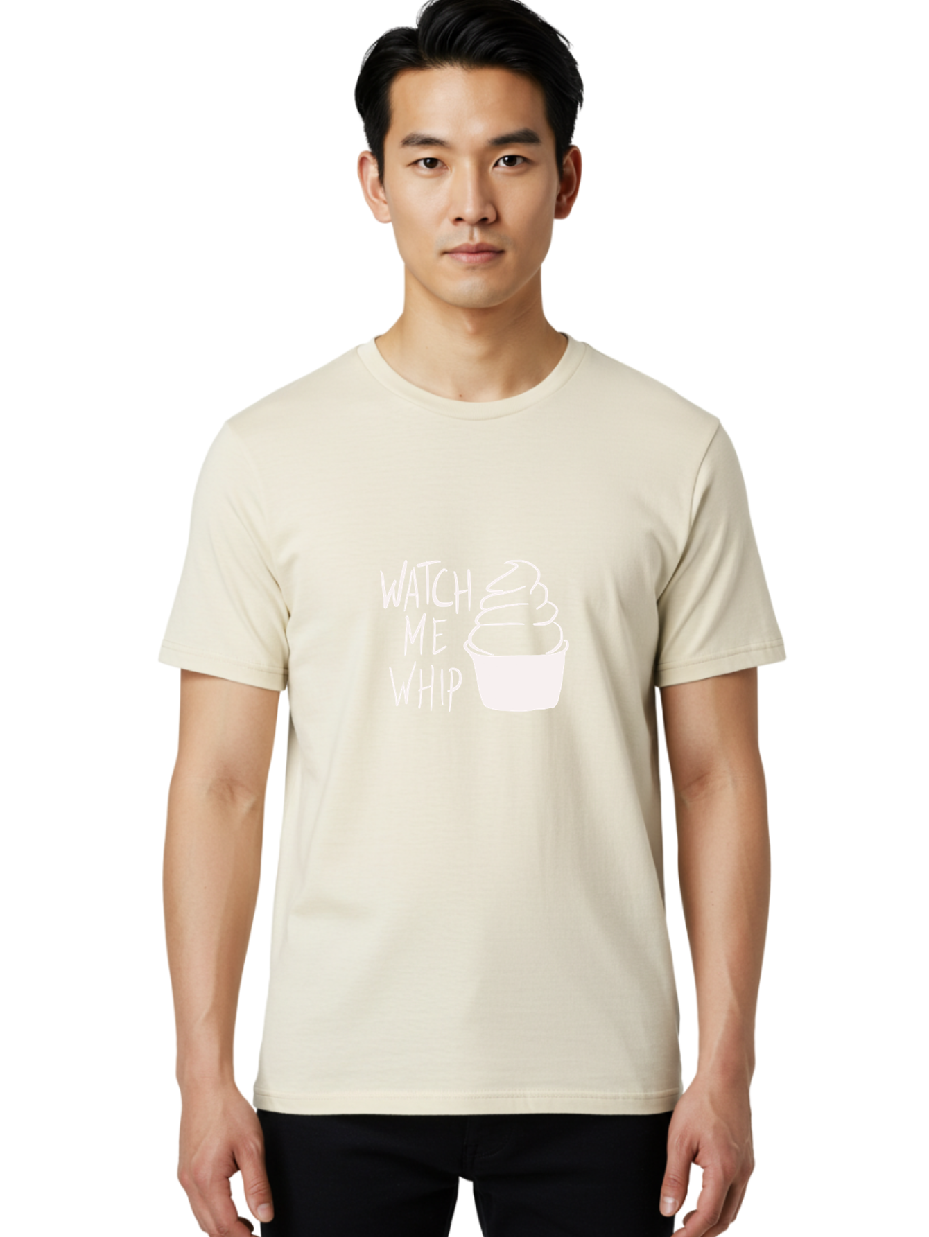 Watch-Me-Whip Men'S Graphic Tee, 100% Cotton, Comfortable Casual Summer Wear, Machine Washable, Whipped Cream, Soft Serve, Cup, Sweet Treat, Frozen Yogurt, Dessert, Fun Phrase, Playful Design, White Illustration, Watch Me Whip - Aaa138 22