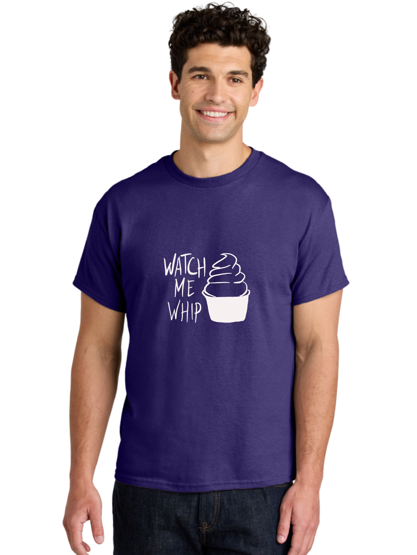 Watch-Me-Whip Men'S Graphic Tee, 100% Cotton, Comfortable Casual Summer Wear, Machine Washable, Whipped Cream, Soft Serve, Cup, Sweet Treat, Frozen Yogurt, Dessert, Fun Phrase, Playful Design, White Illustration, Watch Me Whip - Aaa138 4