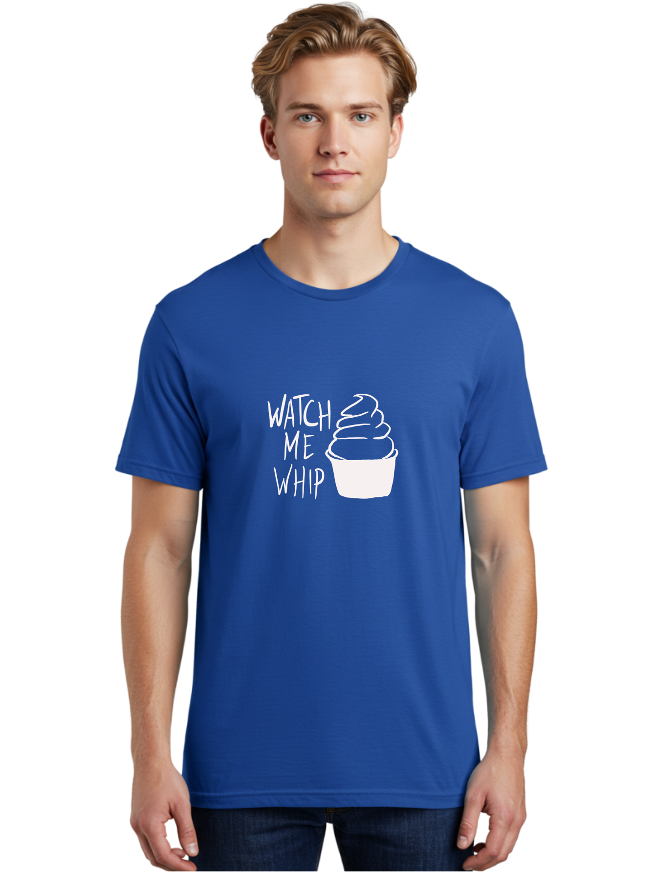Watch-Me-Whip Men'S Graphic Tee, 100% Cotton, Comfortable Casual Summer Wear, Machine Washable, Whipped Cream, Soft Serve, Cup, Sweet Treat, Frozen Yogurt, Dessert, Fun Phrase, Playful Design, White Illustration, Watch Me Whip - Aaa138 28