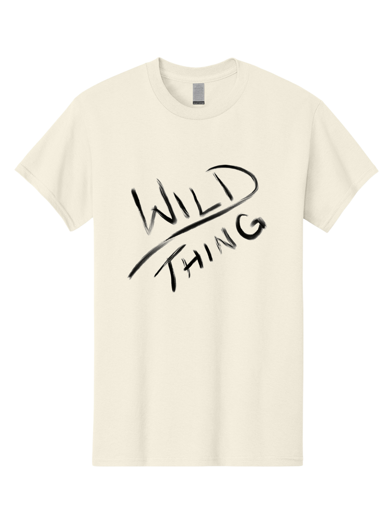 Wild-Thing Men'S Graphic Tee, 100% Cotton, Comfortable Casual Summer Wear, Machine Washable, Wild Thing, Bold Typography, Black Text, Diagonal Text, Handwritten Font, Modern Design, Edgy Style, Graphic Text - Aaa139 19