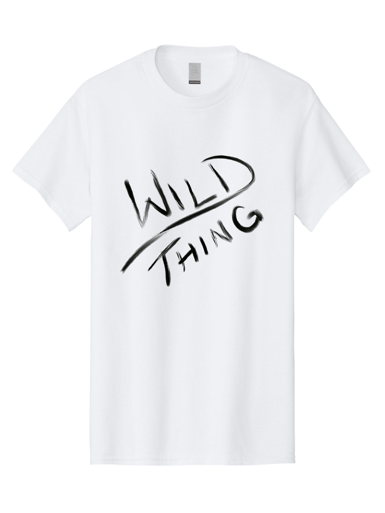 Wild-Thing Men'S Graphic Tee, 100% Cotton, Comfortable Casual Summer Wear, Machine Washable, Wild Thing, Bold Typography, Black Text, Diagonal Text, Handwritten Font, Modern Design, Edgy Style, Graphic Text - Aaa139 25