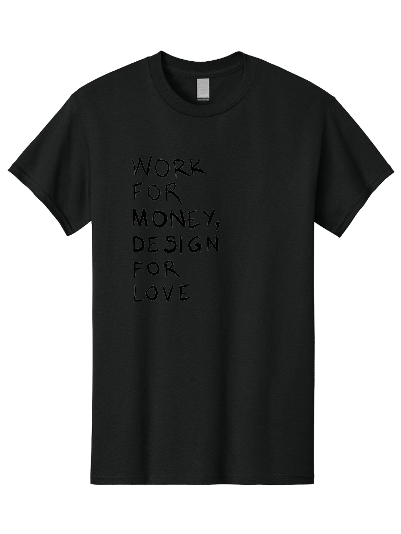 Work-For-Money-Design-For-Love Men'S Graphic Tee, 100% Cotton, Comfortable Casual Summer Wear, Machine Washable, Inspirational Quote, Motivational Message, Design Philosophy, Work Life Balance, Passion For Design, Creativity, Modern Art - Aaa143 5