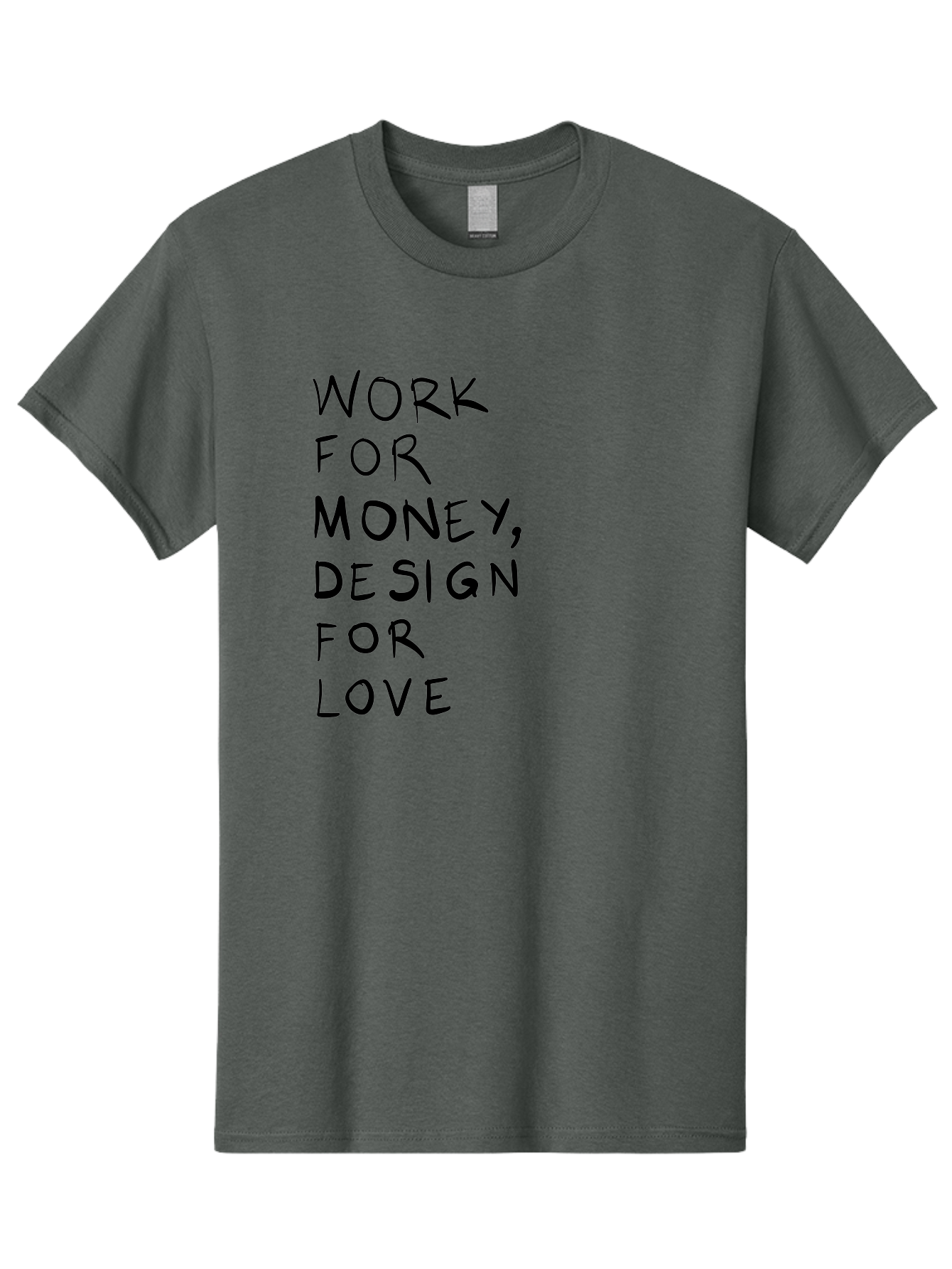 Work-For-Money-Design-For-Love Men'S Graphic Tee, 100% Cotton, Comfortable Casual Summer Wear, Machine Washable, Inspirational Quote, Motivational Message, Design Philosophy, Work Life Balance, Passion For Design, Creativity, Modern Art - Aaa143 15