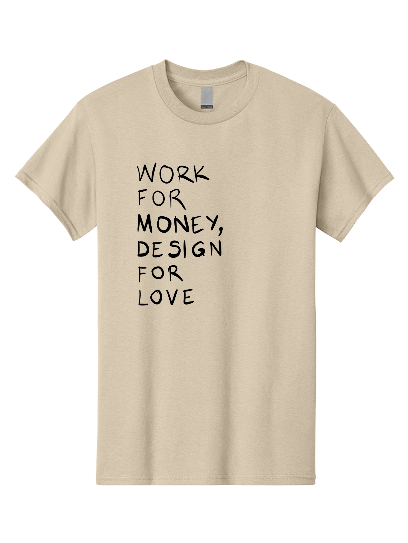 Work-For-Money-Design-For-Love Men'S Graphic Tee, 100% Cotton, Comfortable Casual Summer Wear, Machine Washable, Inspirational Quote, Motivational Message, Design Philosophy, Work Life Balance, Passion For Design, Creativity, Modern Art - Aaa143 7