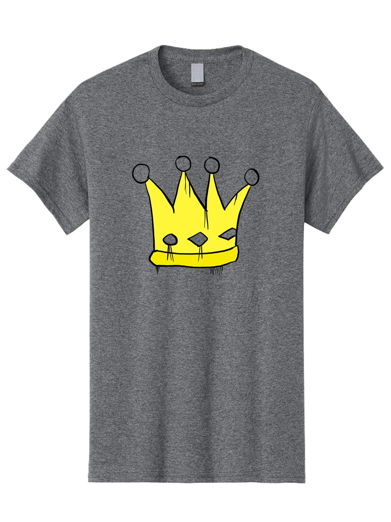 Yellow-Crown Men'S Graphic Tee, 100% Cotton, Comfortable Casual Summer Wear, Machine Washable, Yellow Crown, Royal Symbol, Regal Headwear, Cartoon Style, Simple Design, Bold Lines, Simple Graphics, Monarch Emblem - Aaa146 3
