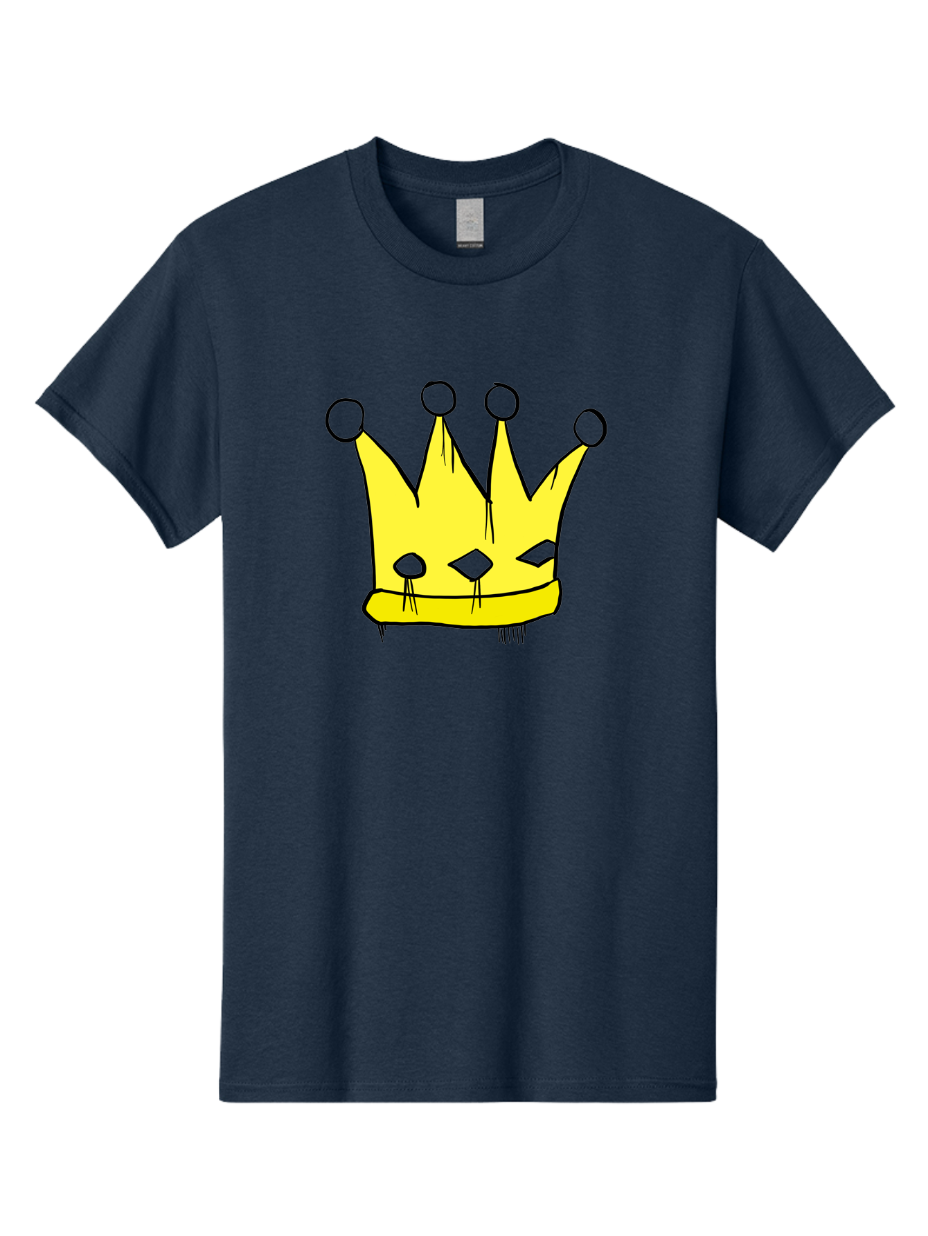Yellow-Crown Men'S Graphic Tee, 100% Cotton, Comfortable Casual Summer Wear, Machine Washable, Yellow Crown, Royal Symbol, Regal Headwear, Cartoon Style, Simple Design, Bold Lines, Simple Graphics, Monarch Emblem - Aaa146 7