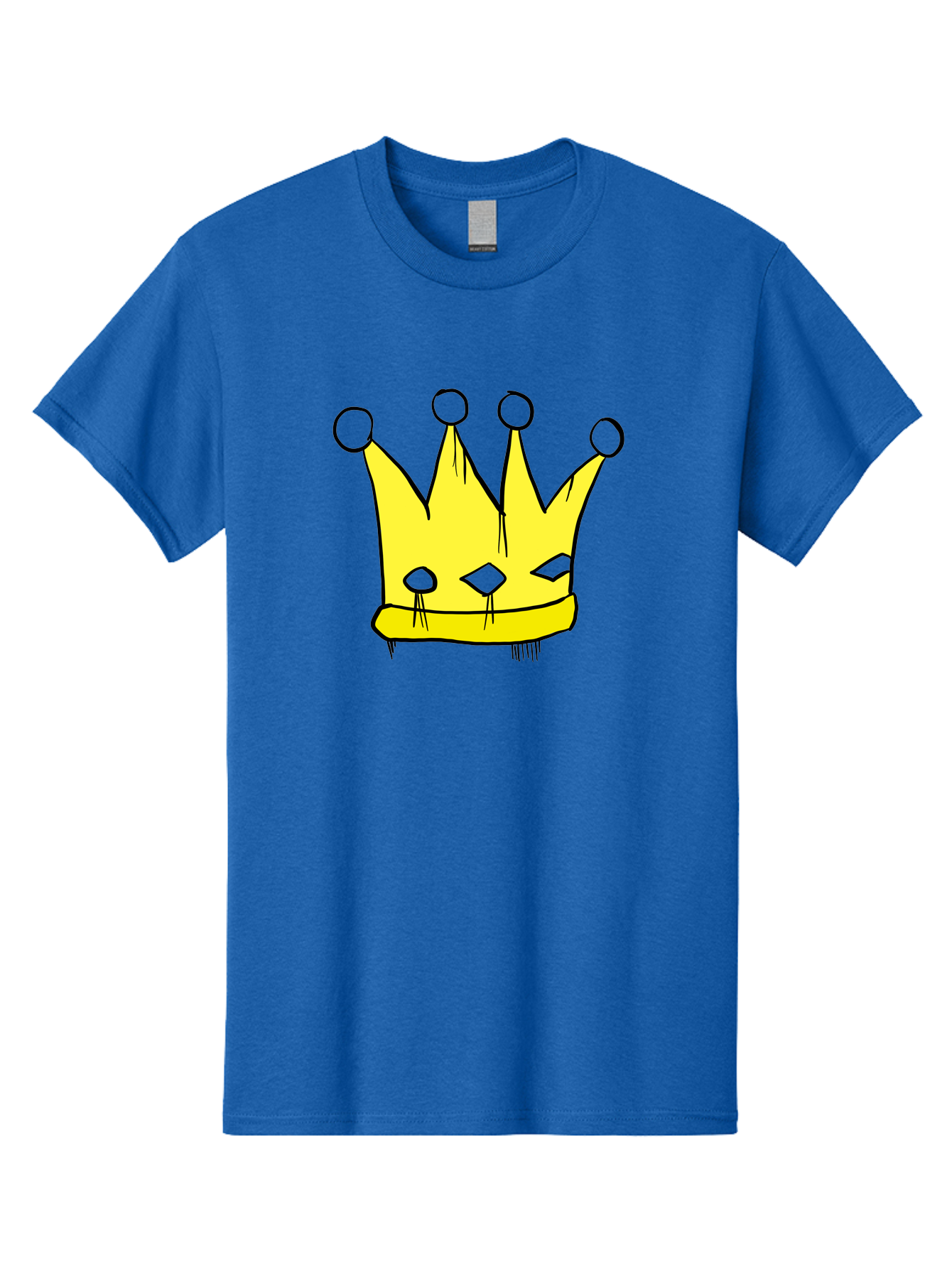 Yellow-Crown Men'S Graphic Tee, 100% Cotton, Comfortable Casual Summer Wear, Machine Washable, Yellow Crown, Royal Symbol, Regal Headwear, Cartoon Style, Simple Design, Bold Lines, Simple Graphics, Monarch Emblem - Aaa146 5