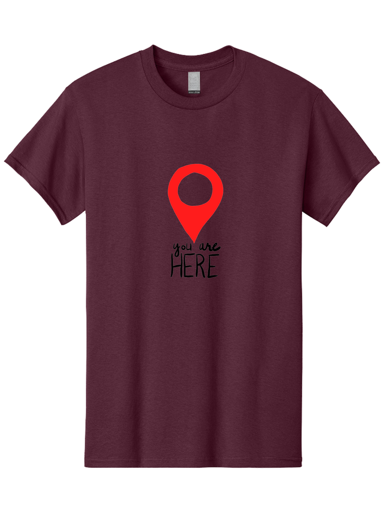 You-Are-Here Men'S Graphic Tee, 100% Cotton, Comfortable Casual Summer Wear, Machine Washable, Map Pin, Location Marker, Navigation Symbol, Gps Indicator, Direction Pointer, Red Icon, Black Text, You Are Here Sign - Aaa147 27