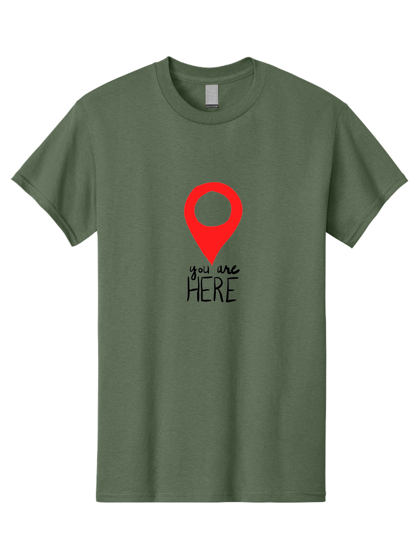 You-Are-Here Men'S Graphic Tee, 100% Cotton, Comfortable Casual Summer Wear, Machine Washable, Map Pin, Location Marker, Navigation Symbol, Gps Indicator, Direction Pointer, Red Icon, Black Text, You Are Here Sign - Aaa147 9