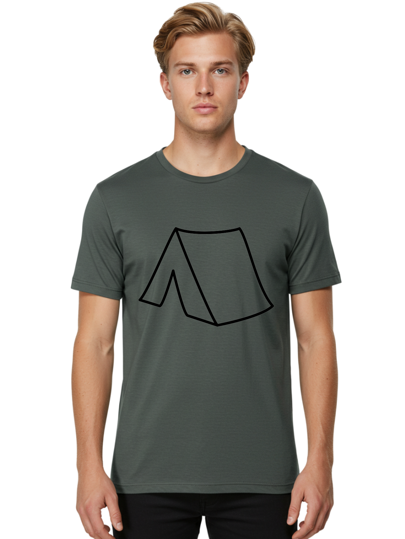 A Men'S Graphic Tee, 100% Cotton, Comfortable Casual Summer Wear, Machine Washable, Simple Line Art, Capital Letter A, Stylized Letter, Minimalist Design, Black Outline, Modern Typography - Aaa153 24