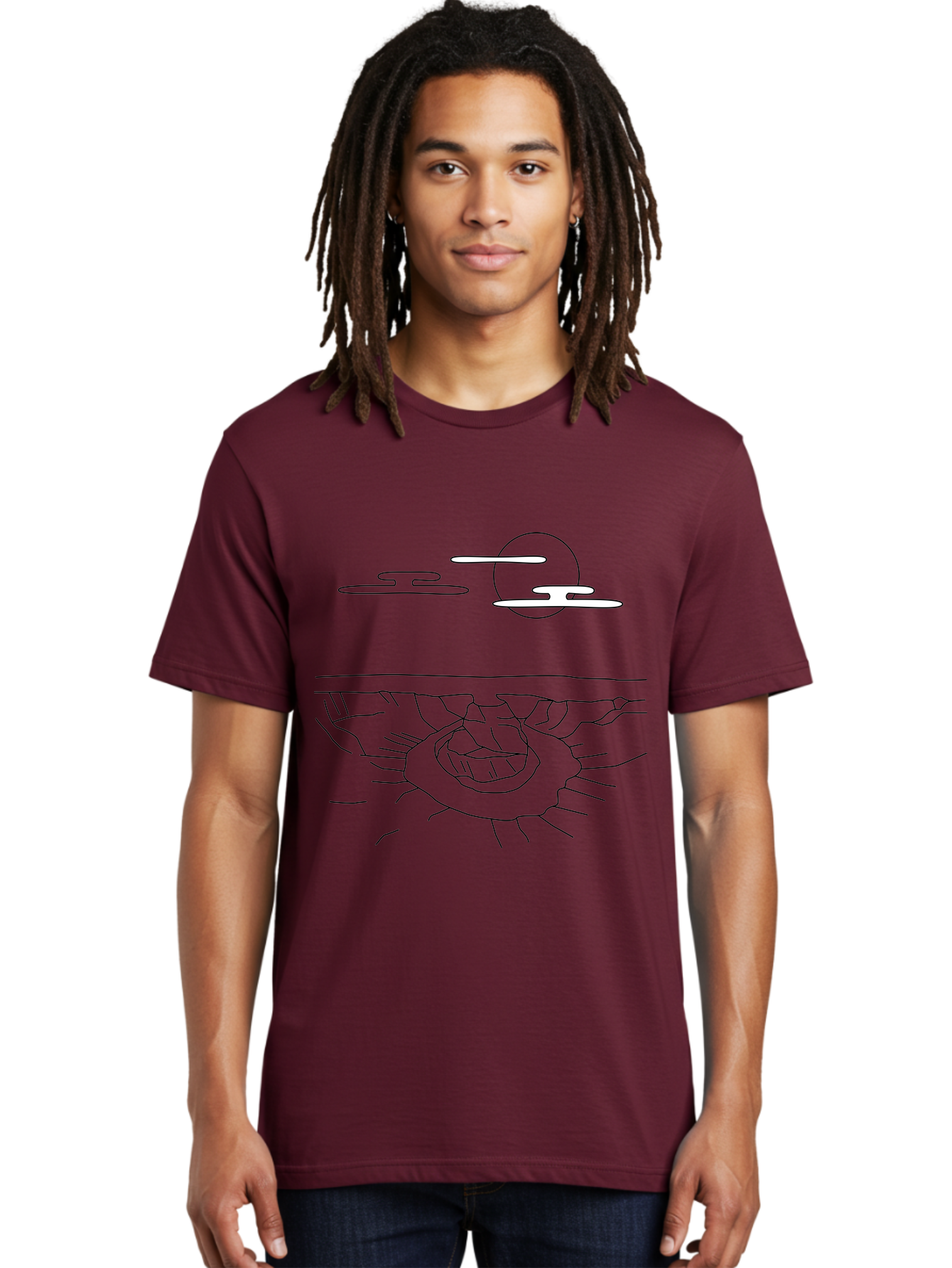 Abstract-Hand Men'S Graphic Tee, 100% Cotton, Comfortable Casual Summer Wear, Machine Washable, Sun, Clouds, Spiral Shape, Abstract Art, Futuristic Design, Simple Shapes, Minimalist Style, Surreal Landscape - Aaa154 20