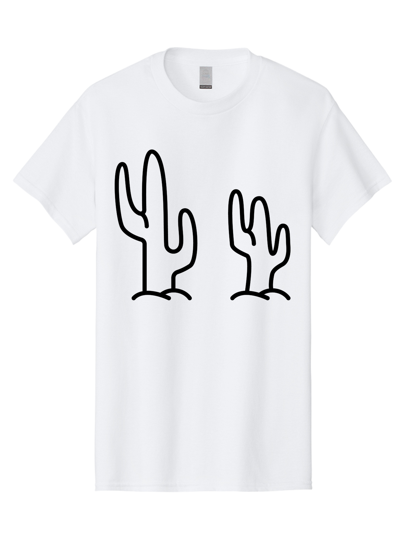 Cacti Men'S Graphic Tee, 100% Cotton, Comfortable Casual Summer Wear, Machine Washable, Cacti, Cactus Graphics, Simple Illustrations, Minimalist Design, Hand Drawn Art, Desert Plants, Outline Drawings, Black Lines - Aaa160 3