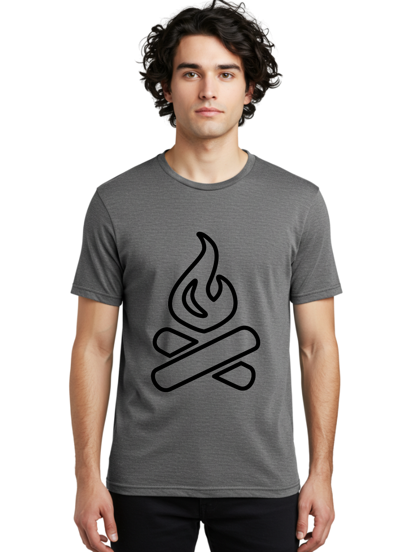 Campfire-1 Men'S Graphic Tee, 100% Cotton, Comfortable Casual Summer Wear, Machine Washable, Campfire Icon, Black Outline, Simple Design, Minimalist Art, Camping Symbol, Outdoor Adventure, Wilderness, Fire Pit, Bonfire - Aaa161 30