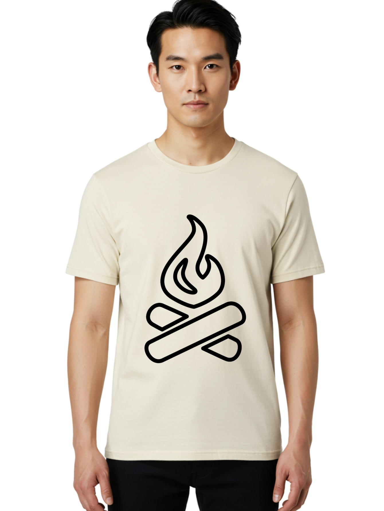 Campfire-1 Men'S Graphic Tee, 100% Cotton, Comfortable Casual Summer Wear, Machine Washable, Campfire Icon, Black Outline, Simple Design, Minimalist Art, Camping Symbol, Outdoor Adventure, Wilderness, Fire Pit, Bonfire - Aaa161 20