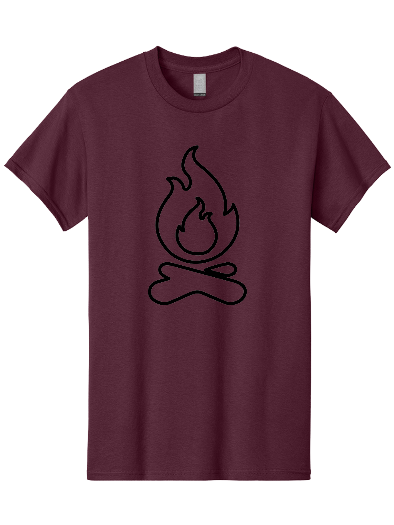 Campfire-2 Men'S Graphic Tee, 100% Cotton, Comfortable Casual Summer Wear, Machine Washable, Simple Line Art, Camp Fire Icon, Minimalist Design, Black Outline, Flame Symbol, Outdoor Adventure, Camping Theme, Warm Ambiance, - Aaa162 23