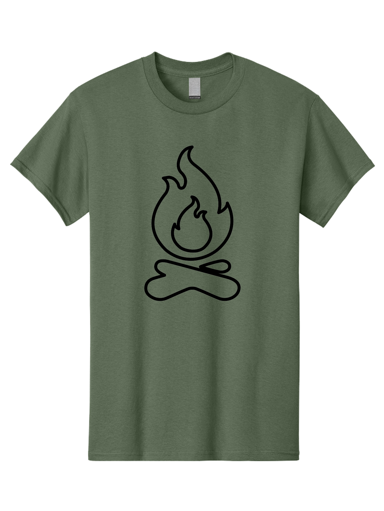 Campfire-2 Men'S Graphic Tee, 100% Cotton, Comfortable Casual Summer Wear, Machine Washable, Simple Line Art, Camp Fire Icon, Minimalist Design, Black Outline, Flame Symbol, Outdoor Adventure, Camping Theme, Warm Ambiance, - Aaa162 7