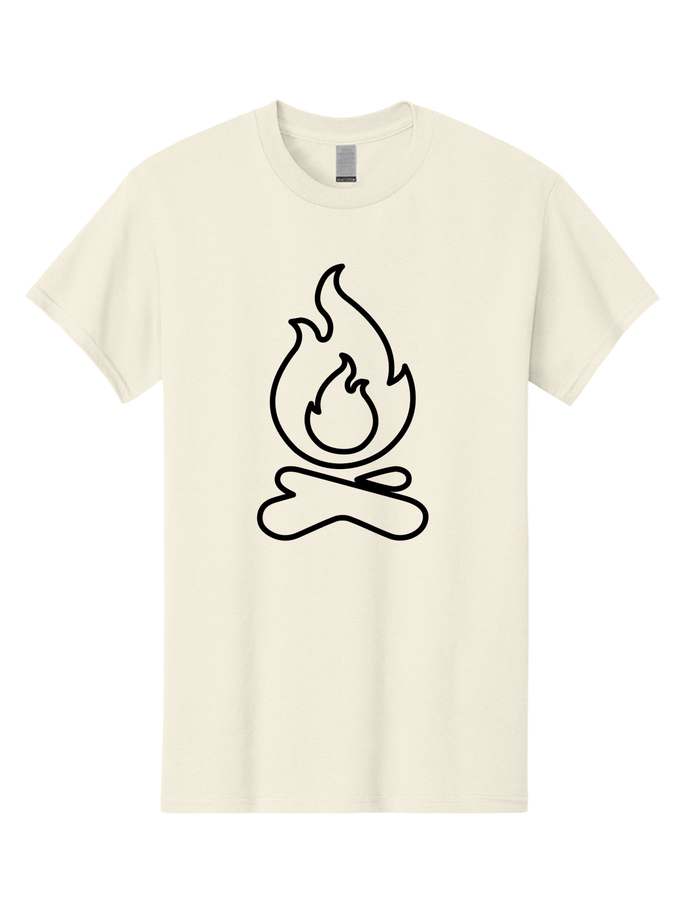 Campfire-2 Men'S Graphic Tee, 100% Cotton, Comfortable Casual Summer Wear, Machine Washable, Simple Line Art, Camp Fire Icon, Minimalist Design, Black Outline, Flame Symbol, Outdoor Adventure, Camping Theme, Warm Ambiance, - Aaa162 27