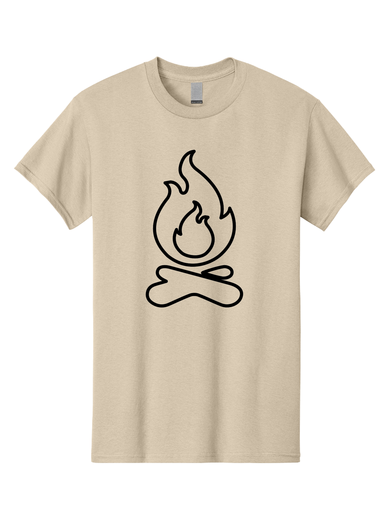 Campfire-2 Men'S Graphic Tee, 100% Cotton, Comfortable Casual Summer Wear, Machine Washable, Simple Line Art, Camp Fire Icon, Minimalist Design, Black Outline, Flame Symbol, Outdoor Adventure, Camping Theme, Warm Ambiance, - Aaa162 25