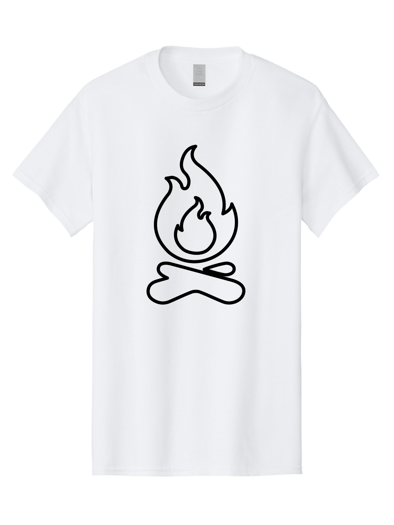 Campfire-2 Men'S Graphic Tee, 100% Cotton, Comfortable Casual Summer Wear, Machine Washable, Simple Line Art, Camp Fire Icon, Minimalist Design, Black Outline, Flame Symbol, Outdoor Adventure, Camping Theme, Warm Ambiance, - Aaa162 21
