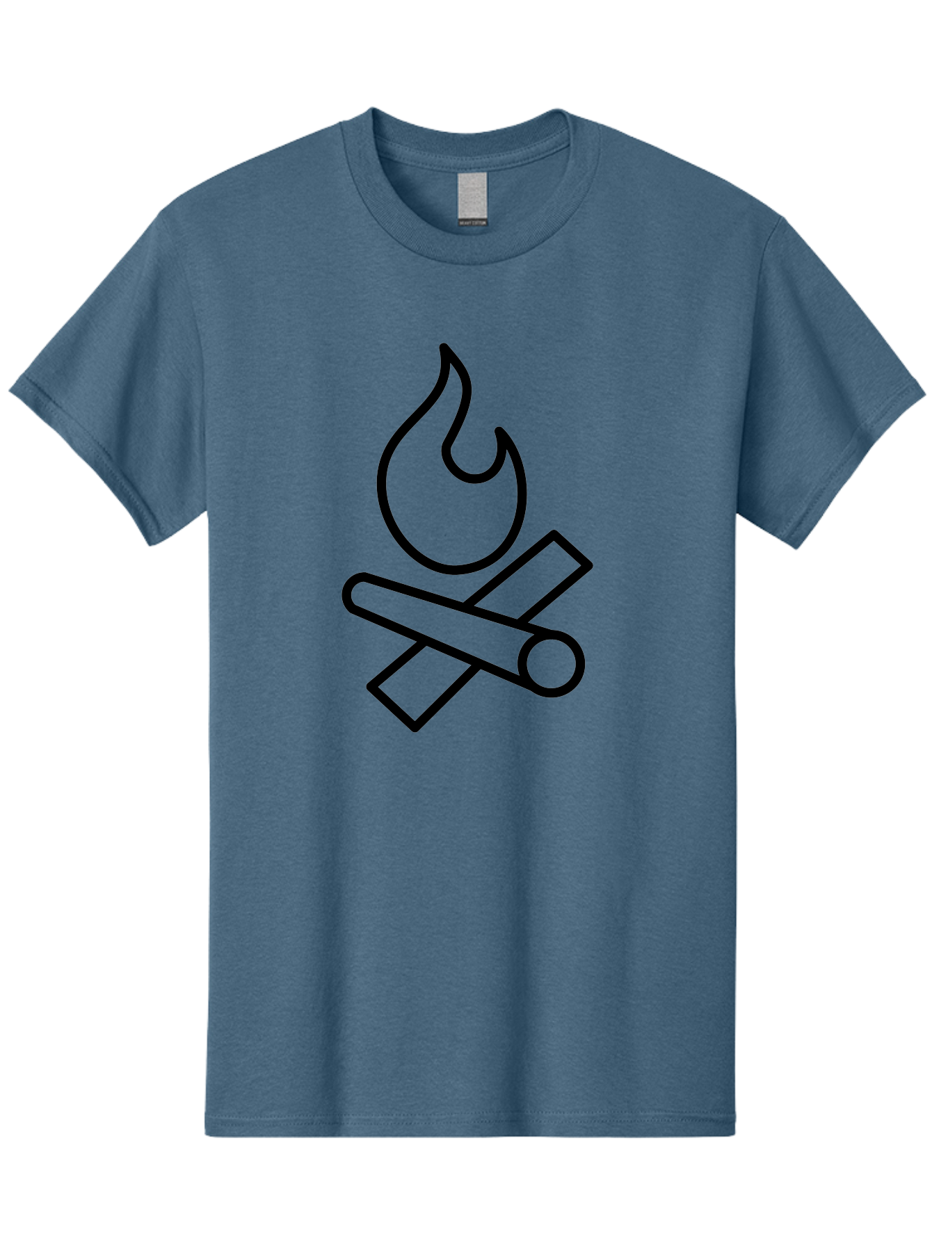 Campfire-3 Men'S Graphic Tee, 100% Cotton, Comfortable Casual Summer Wear, Machine Washable, Camping Symbol, Campfire Icon, Fire Pit, Outdoor Adventure, Wilderness Survival, Crossing Logs, Flame Graphic, Simple Illustration - Aaa163 9