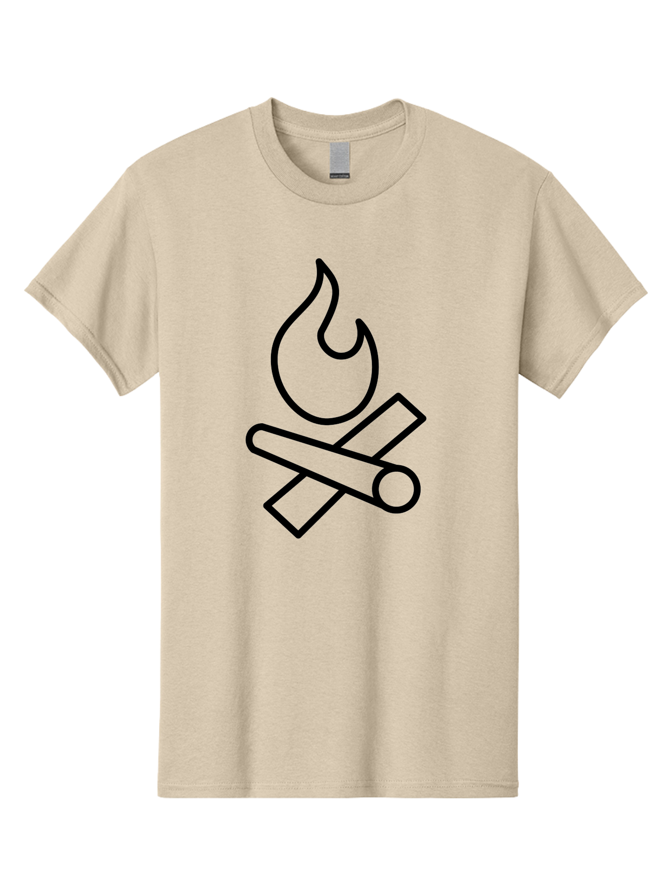 Campfire-3 Men'S Graphic Tee, 100% Cotton, Comfortable Casual Summer Wear, Machine Washable, Camping Symbol, Campfire Icon, Fire Pit, Outdoor Adventure, Wilderness Survival, Crossing Logs, Flame Graphic, Simple Illustration - Aaa163 11