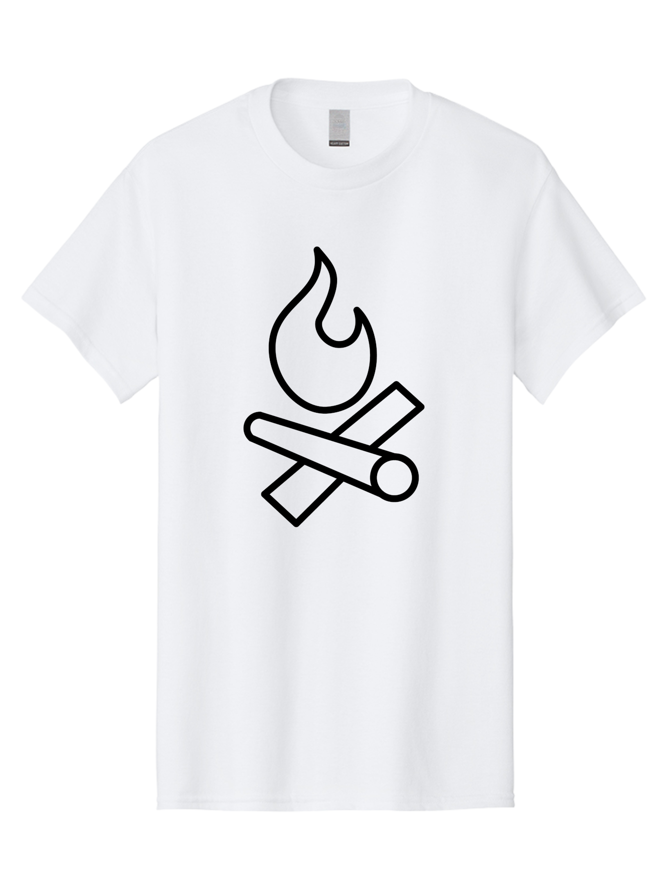 Campfire-3 Men'S Graphic Tee, 100% Cotton, Comfortable Casual Summer Wear, Machine Washable, Camping Symbol, Campfire Icon, Fire Pit, Outdoor Adventure, Wilderness Survival, Crossing Logs, Flame Graphic, Simple Illustration - Aaa163 25