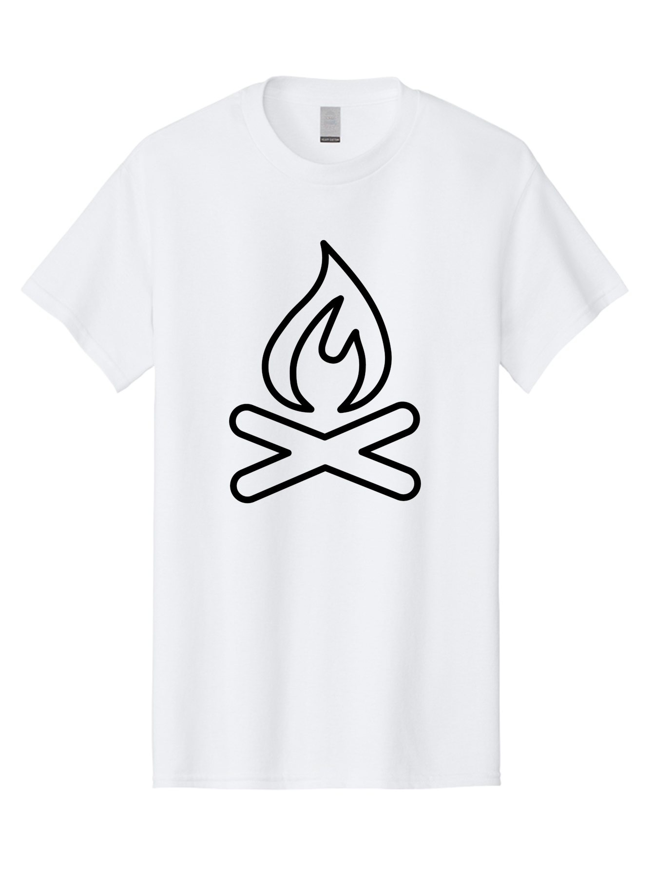 Campfire Men'S Graphic Tee, 100% Cotton, Comfortable Casual Summer Wear, Machine Washable, Campfire Icon, Campfire, Black Outline, Flames, Campfire Graphics, Simple Illustration, Minimalist Design, Outdoor Symbol, Camping Emblem, Fire Pit - Aaa165 5