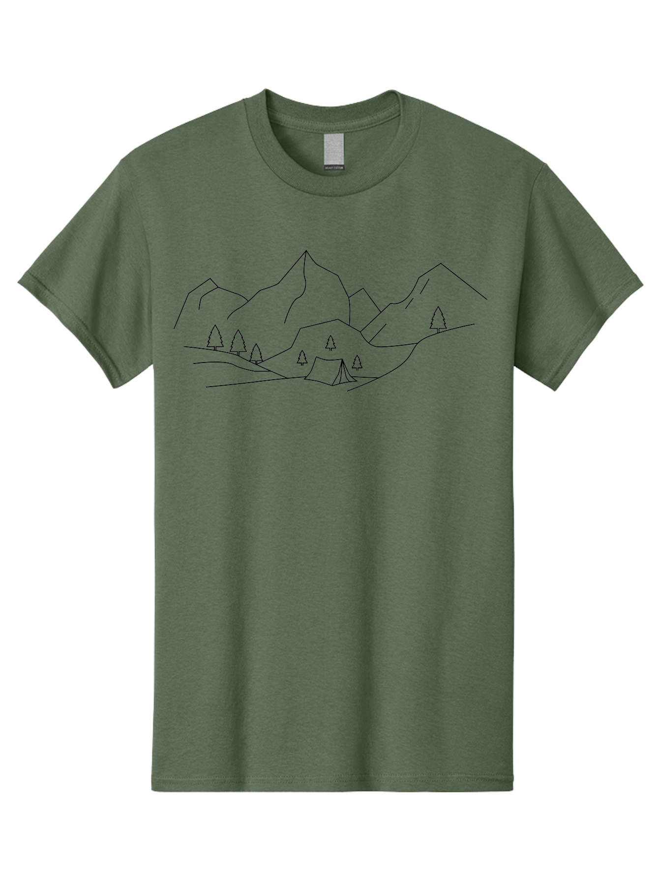 Camping-In-Mountains Men'S Graphic Tee, 100% Cotton, Comfortable Casual Summer Wear, Machine Washable, Mountain Range, Camping Site, Wilderness Adventure, Outdoor Recreation, Scenic Landscape, Minimalist Design, Simple Illustration, - Aaa167 9