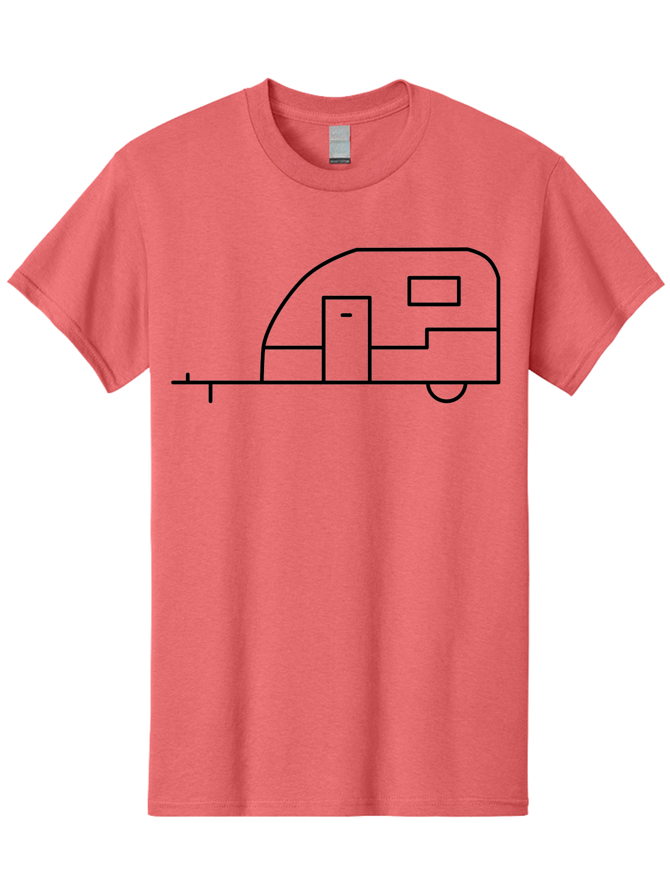Caravan Men'S Graphic Tee, 100% Cotton, Comfortable Casual Summer Wear, Machine Washable, Simple Caravan Design, Minimalist Trailer Illustration, Modern Camping Icon, Graphic Adventure Symbol, Outdoor Recreation, Rv Travel - Aaa168 13