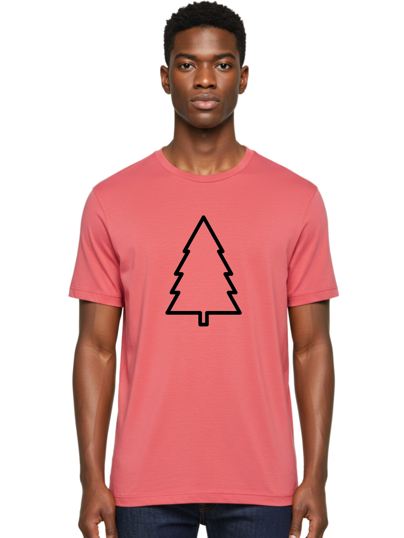 Christmas-Tree-1 Men'S Graphic Tee, 100% Cotton, Comfortable Casual Summer Wear, Machine Washable, Christmas Tree Outline, Minimalist Design, Festive Symbol, Holiday Icon, Simple Illustration, Black Outline - Aaa170 20