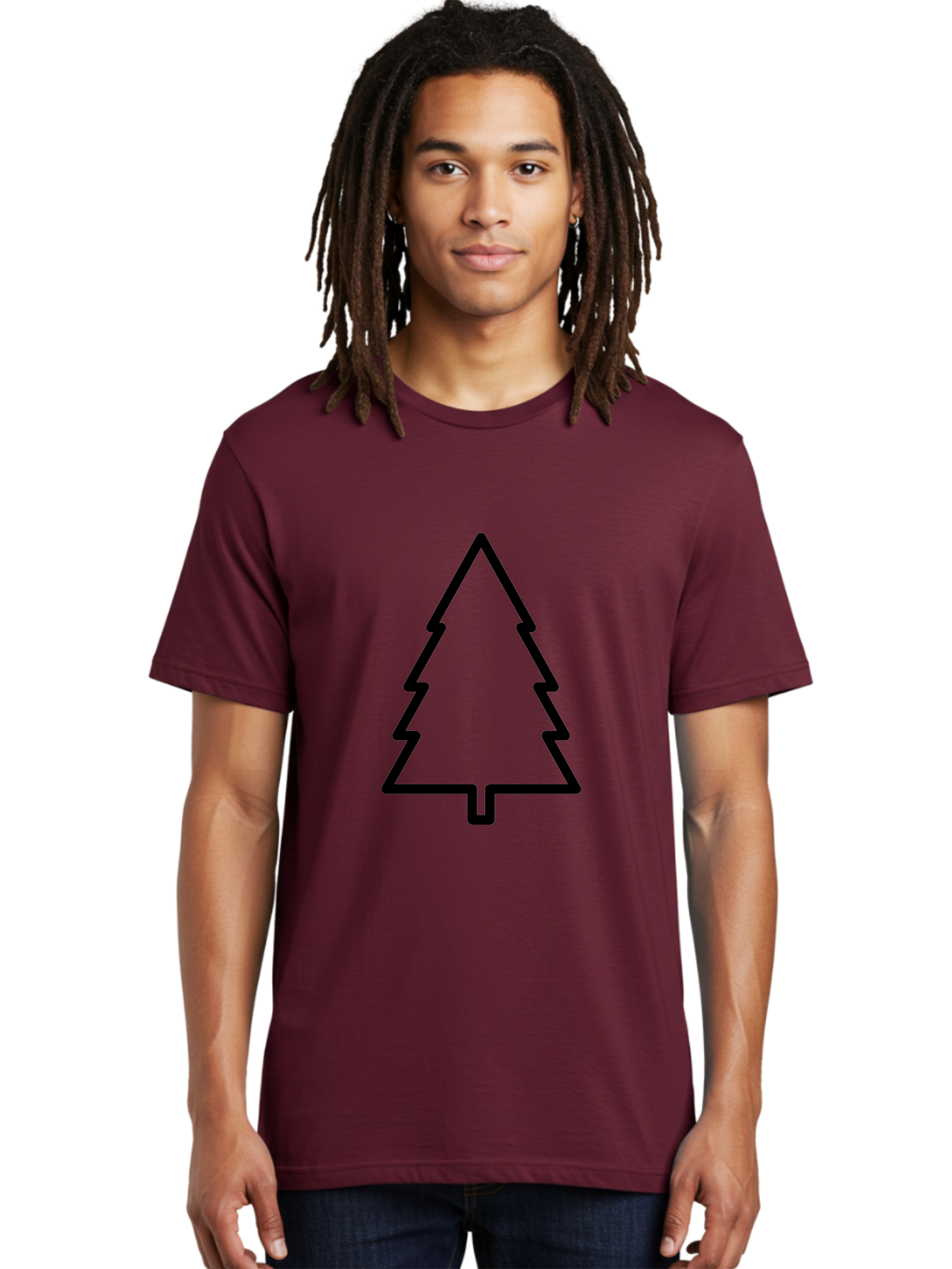 Christmas-Tree-1 Men'S Graphic Tee, 100% Cotton, Comfortable Casual Summer Wear, Machine Washable, Christmas Tree Outline, Minimalist Design, Festive Symbol, Holiday Icon, Simple Illustration, Black Outline - Aaa170 30
