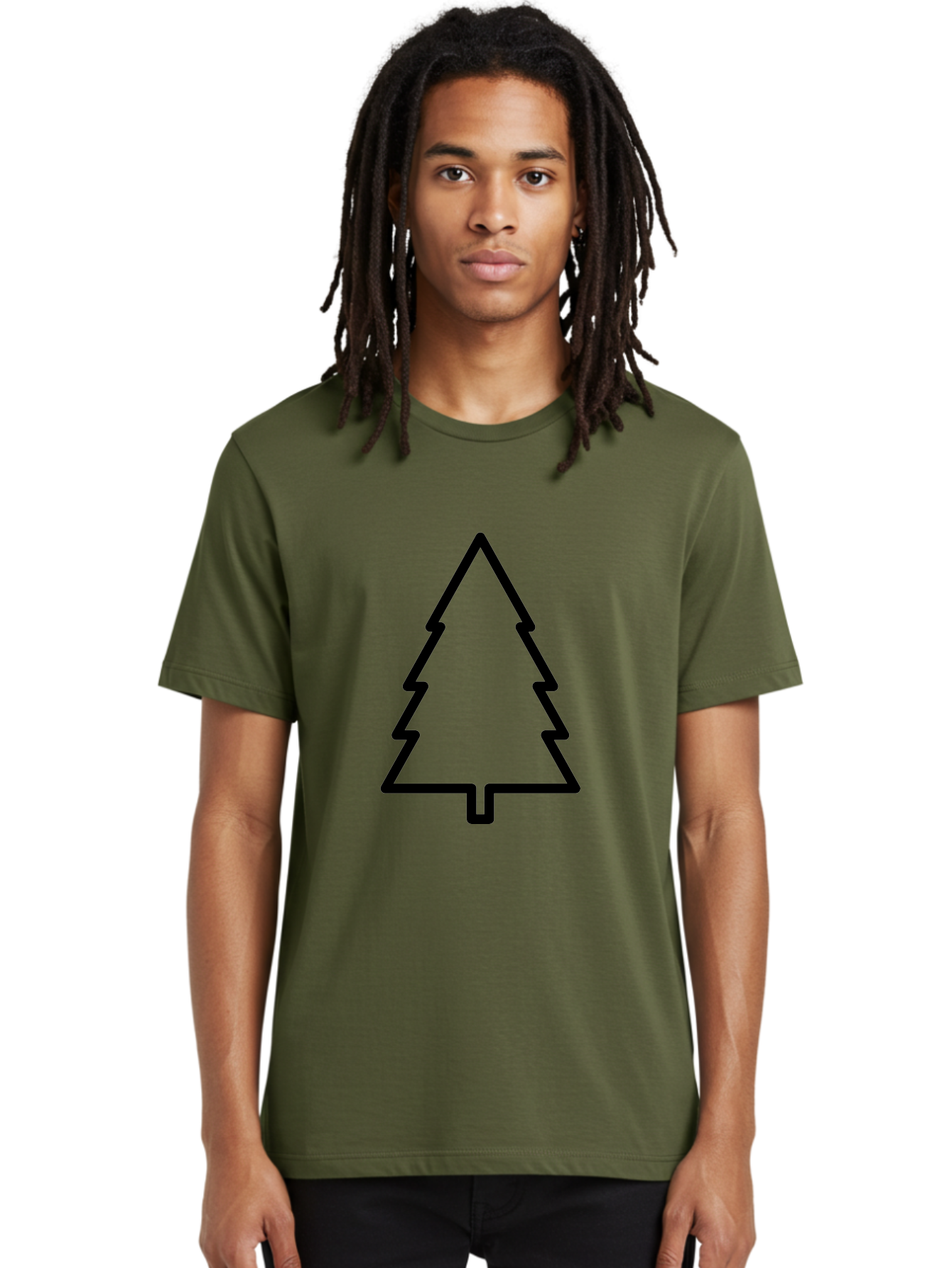 Christmas-Tree-1 Men'S Graphic Tee, 100% Cotton, Comfortable Casual Summer Wear, Machine Washable, Christmas Tree Outline, Minimalist Design, Festive Symbol, Holiday Icon, Simple Illustration, Black Outline - Aaa170 18
