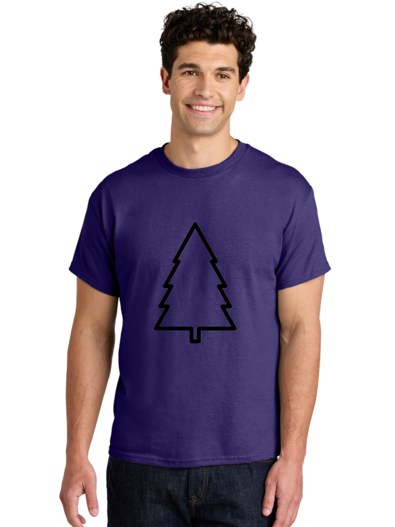 Christmas-Tree-1 Men'S Graphic Tee, 100% Cotton, Comfortable Casual Summer Wear, Machine Washable, Christmas Tree Outline, Minimalist Design, Festive Symbol, Holiday Icon, Simple Illustration, Black Outline - Aaa170 14