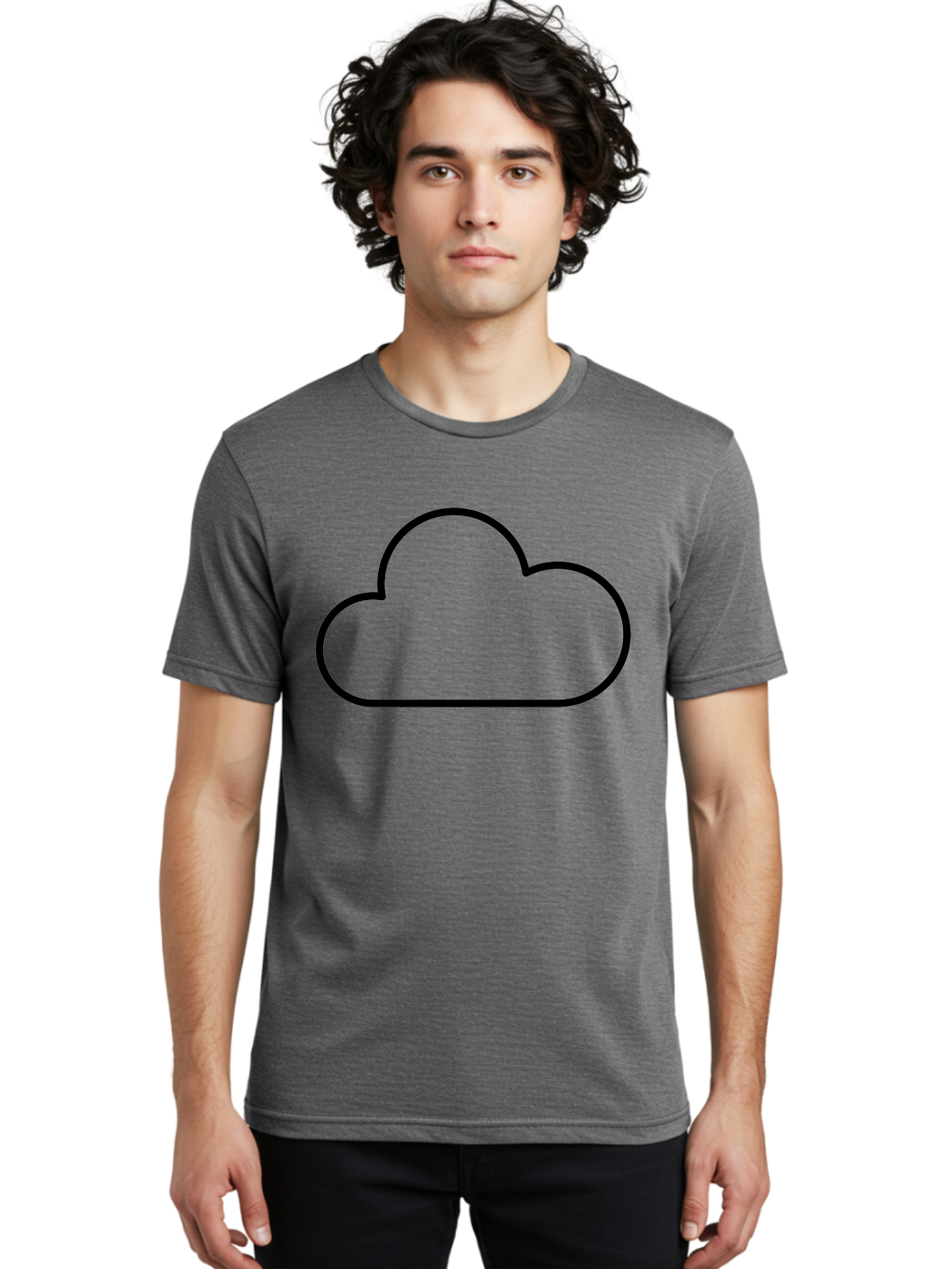 Cloud-2 Men'S Graphic Tee, 100% Cotton, Comfortable Casual Summer Wear, Machine Washable, Simple Cloud Icon, Cloud Computing, Digital Storage, Minimalist Design, Black Outline, Cloud Technology - Aaa178 10