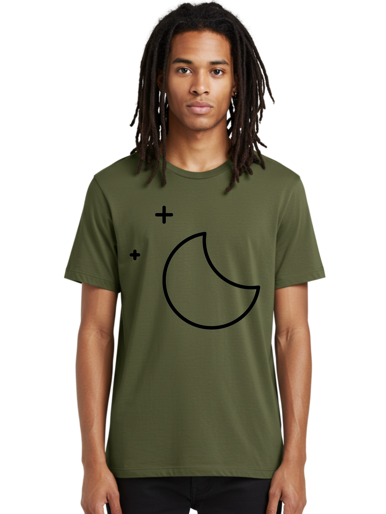 Crescent-Moon-And-Plus-Signs Men'S Graphic Tee, 100% Cotton, Comfortable Casual Summer Wear, Machine Washable, Crescent Moon Shape, Plus Signs, Minimalist Design, Simple Graphics, Lunar Symbol, Celestial Body, Moon Phase, Astrology, - Aaa180 12