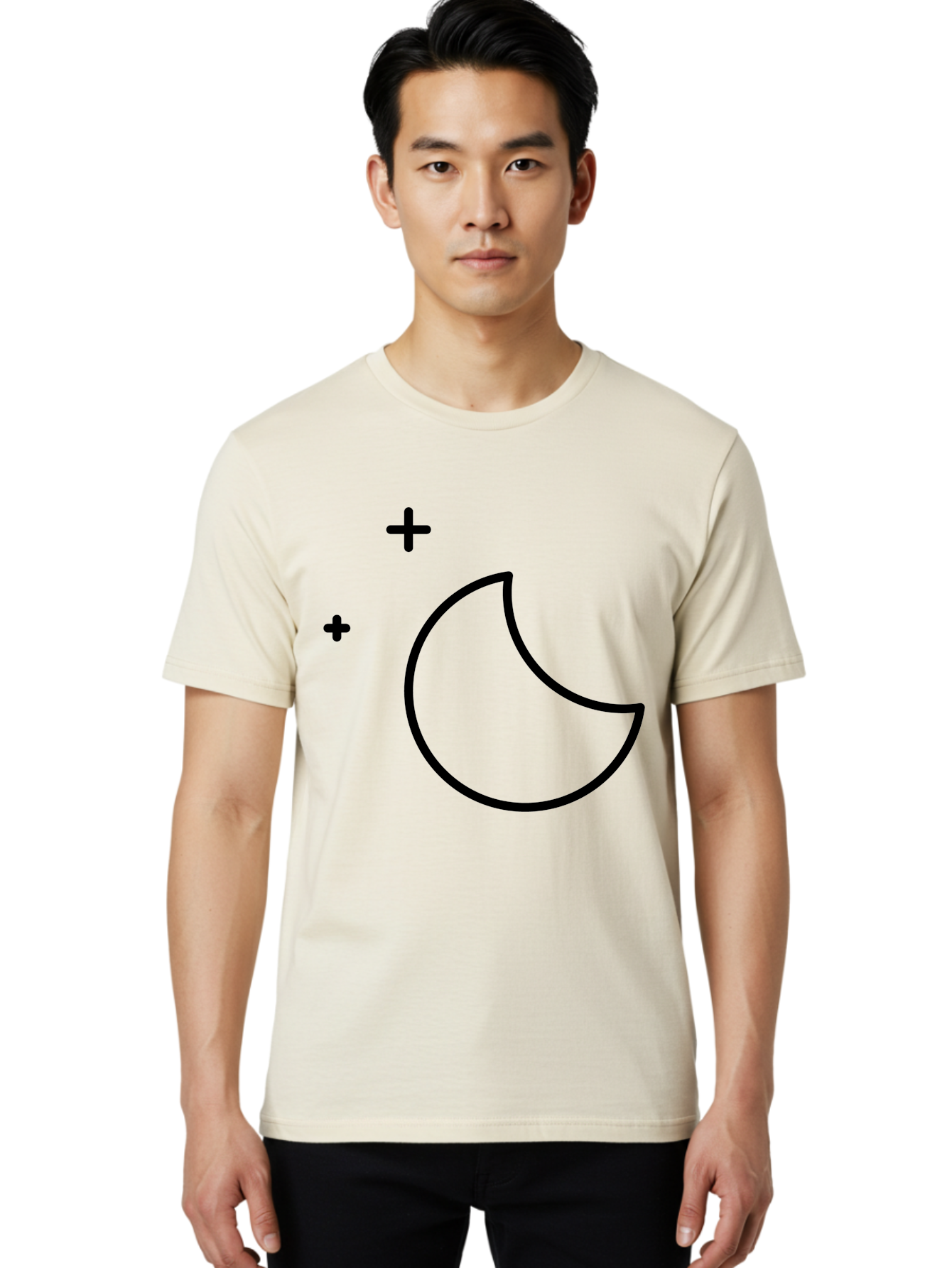 Crescent-Moon-And-Plus-Signs Men'S Graphic Tee, 100% Cotton, Comfortable Casual Summer Wear, Machine Washable, Crescent Moon Shape, Plus Signs, Minimalist Design, Simple Graphics, Lunar Symbol, Celestial Body, Moon Phase, Astrology, - Aaa180 20