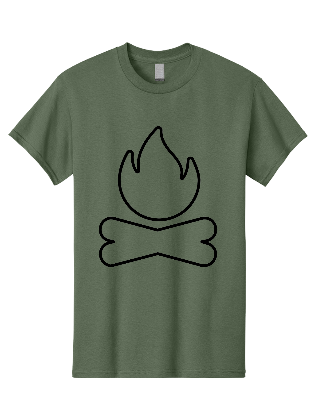 Crossbones-And-Flame Men'S Graphic Tee, 100% Cotton, Comfortable Casual Summer Wear, Machine Washable, Bone And Flame Symbol, Danger Sign, Warning Icon, Black Outline, Simple Design, Bold Graphics, Striking Imagery, Edgy Style - Aaa181 23