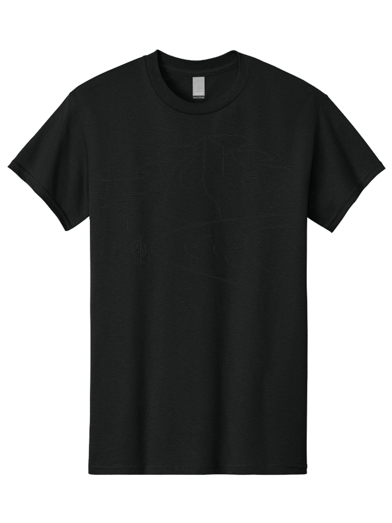 Desert-Landscape-1 Men'S Graphic Tee, 100% Cotton, Comfortable Casual Summer Wear, Machine Washable, Desert Landscape, Mountain Range, Cactus, Minimalist Art, Simple Lines, Abstract Scenery, Wilderness, Rocky Terrain - Aaa183 3