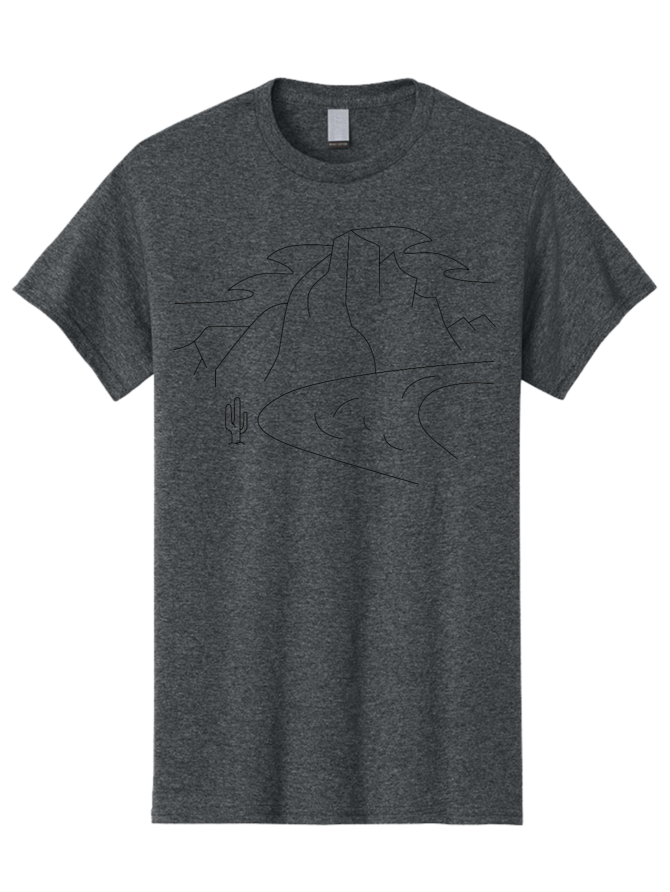 Desert-Landscape-1 Men'S Graphic Tee, 100% Cotton, Comfortable Casual Summer Wear, Machine Washable, Desert Landscape, Mountain Range, Cactus, Minimalist Art, Simple Lines, Abstract Scenery, Wilderness, Rocky Terrain - Aaa183 11