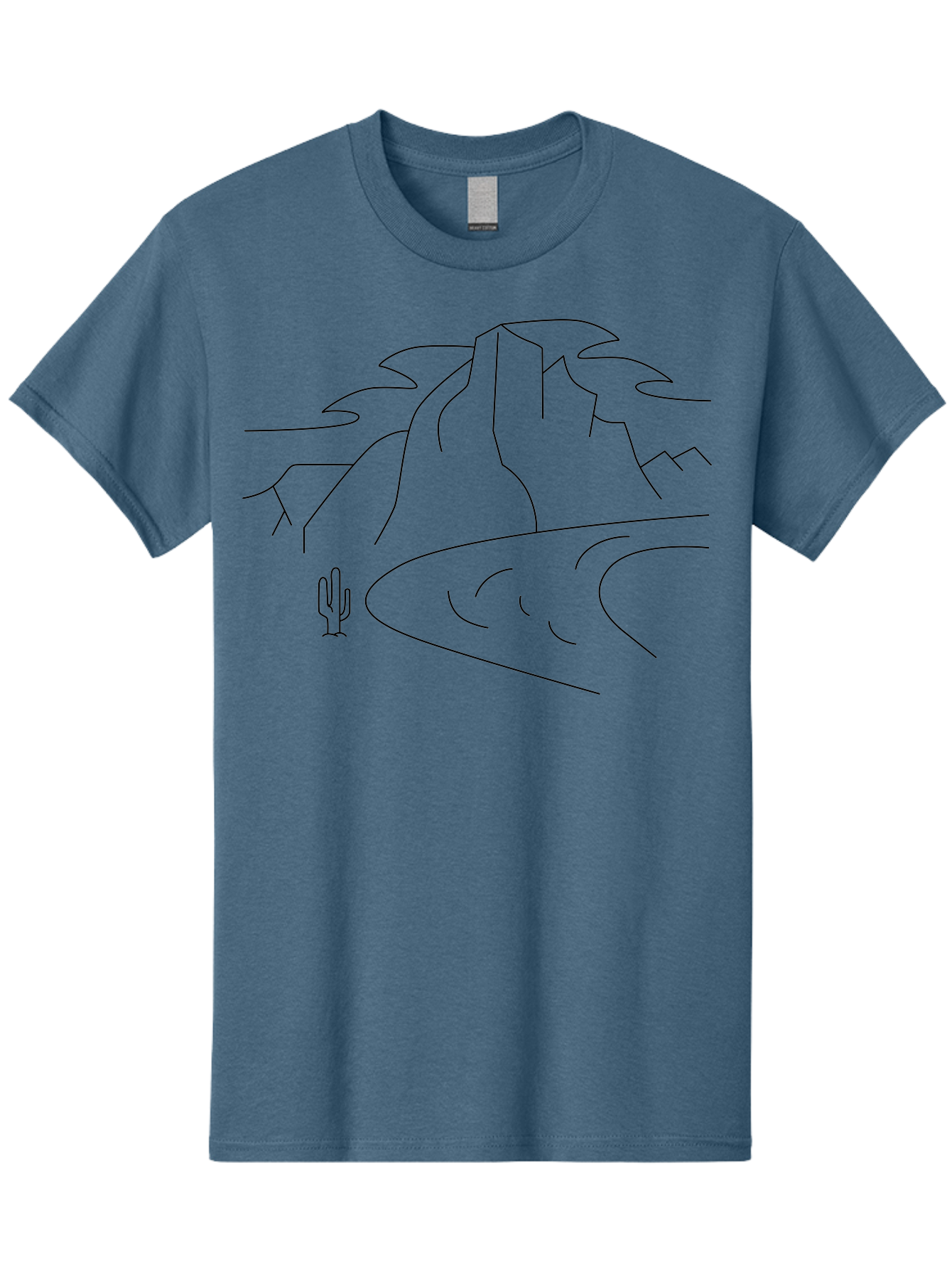 Desert-Landscape-1 Men'S Graphic Tee, 100% Cotton, Comfortable Casual Summer Wear, Machine Washable, Desert Landscape, Mountain Range, Cactus, Minimalist Art, Simple Lines, Abstract Scenery, Wilderness, Rocky Terrain - Aaa183 21