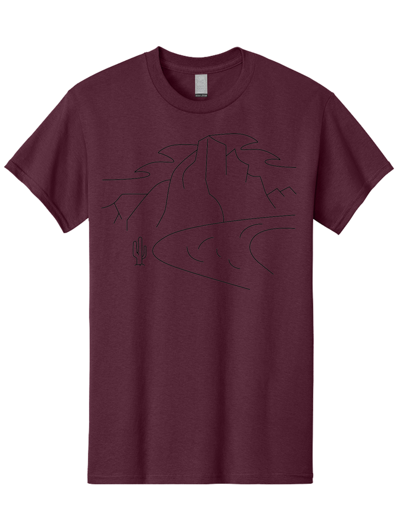Desert-Landscape-1 Men'S Graphic Tee, 100% Cotton, Comfortable Casual Summer Wear, Machine Washable, Desert Landscape, Mountain Range, Cactus, Minimalist Art, Simple Lines, Abstract Scenery, Wilderness, Rocky Terrain - Aaa183 5